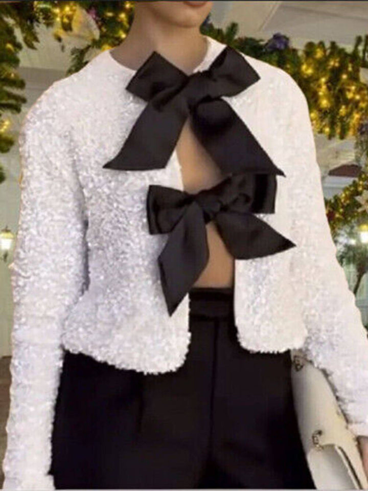 Women’s Sequined Tie-Front Jacket | Chic