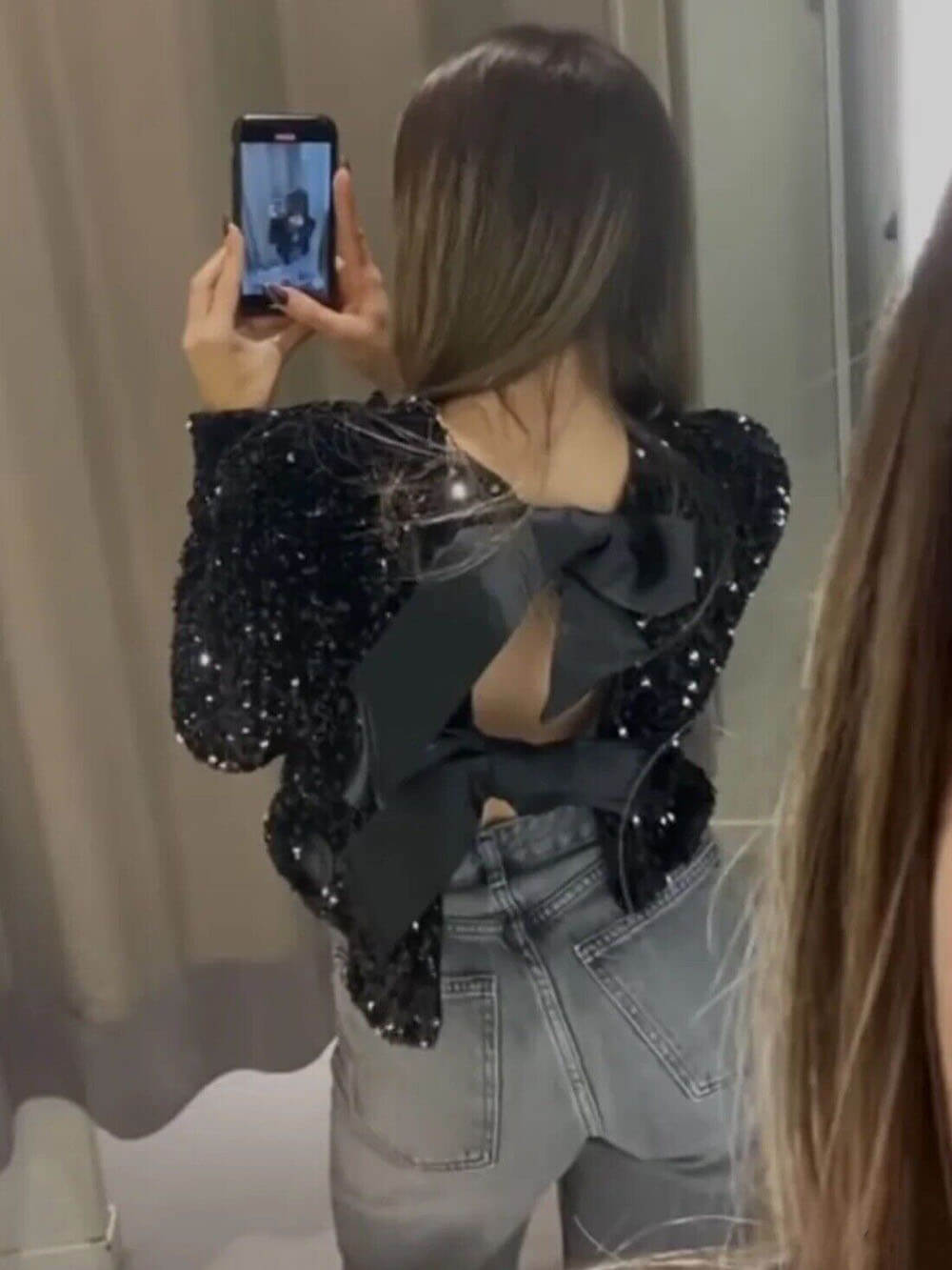 Women’s Sequined Tie-Front Jacket | Chic