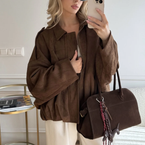 Women’s Suede Oversized Jacket | Warm