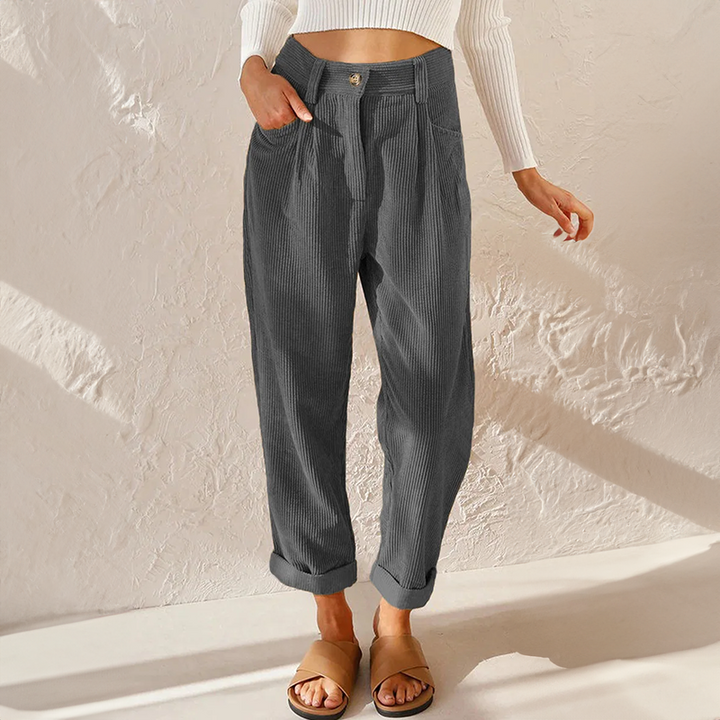 Women's high-waisted corduroy trousers | Comfort