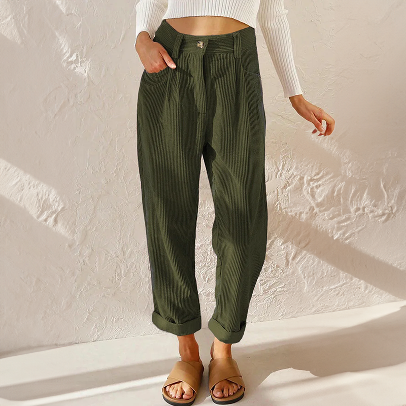 Women's high-waisted corduroy trousers | Comfort