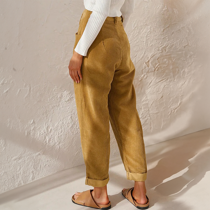 Women's high-waisted corduroy trousers | Comfort