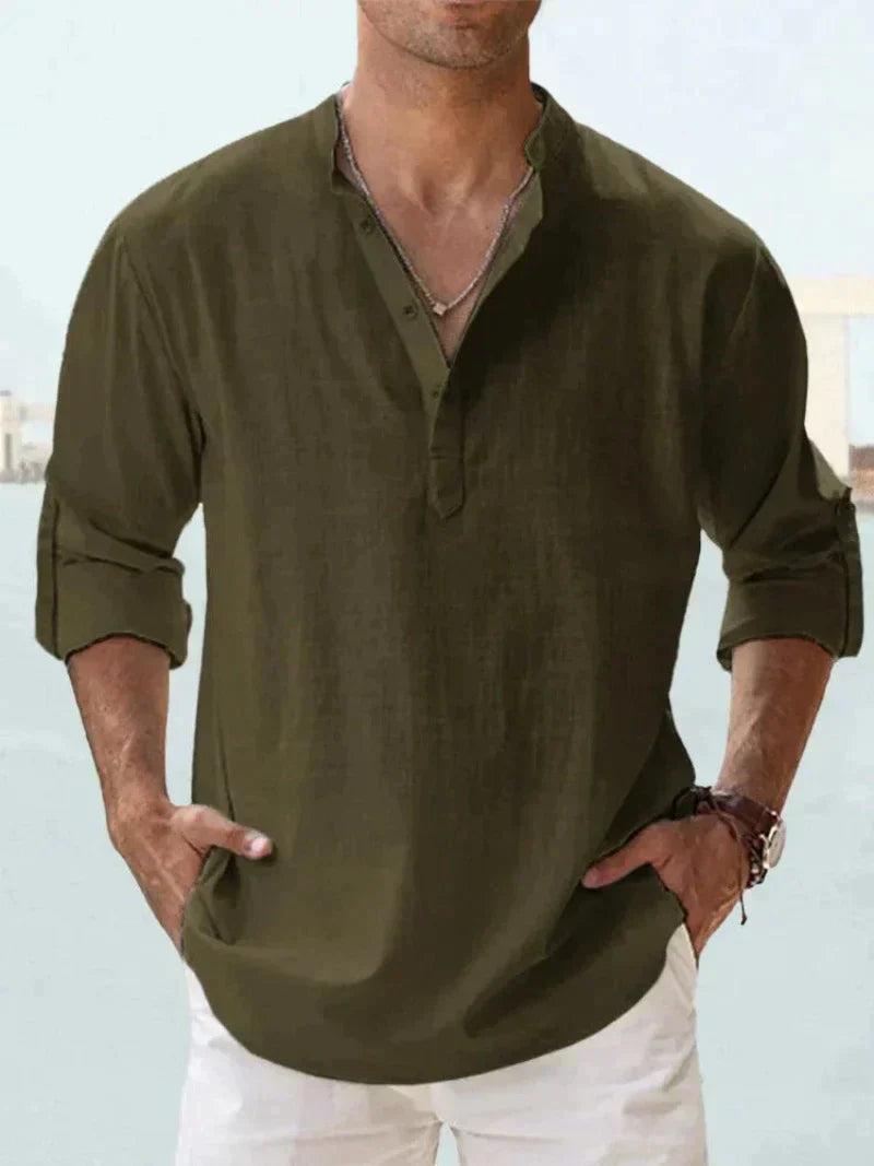 Men’s Old Money Style Linen Shirt | Long Sleeve