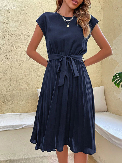 Women’s Short-Sleeve Pleated Casual Dress | Mini