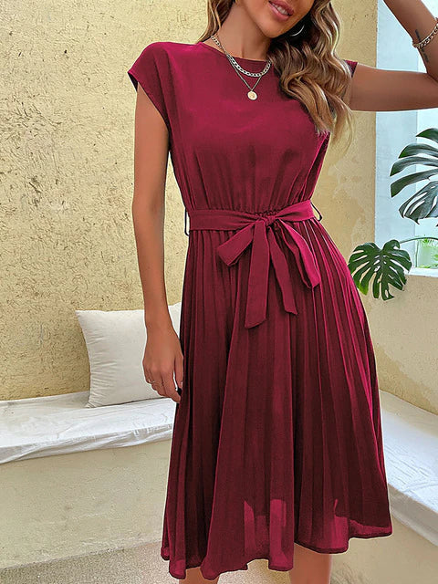 Women’s Short-Sleeve Pleated Casual Dress | Mini