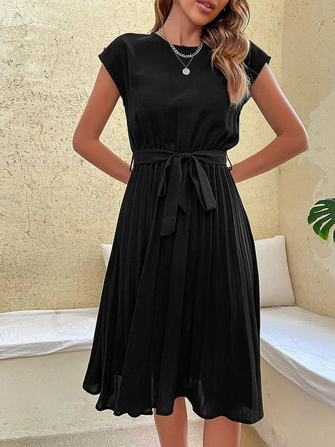 Women’s Short-Sleeve Pleated Casual Dress | Mini