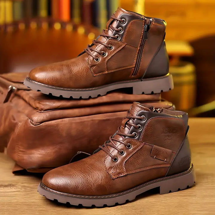Men’s Zipped Leather Boots |  Wide Fit