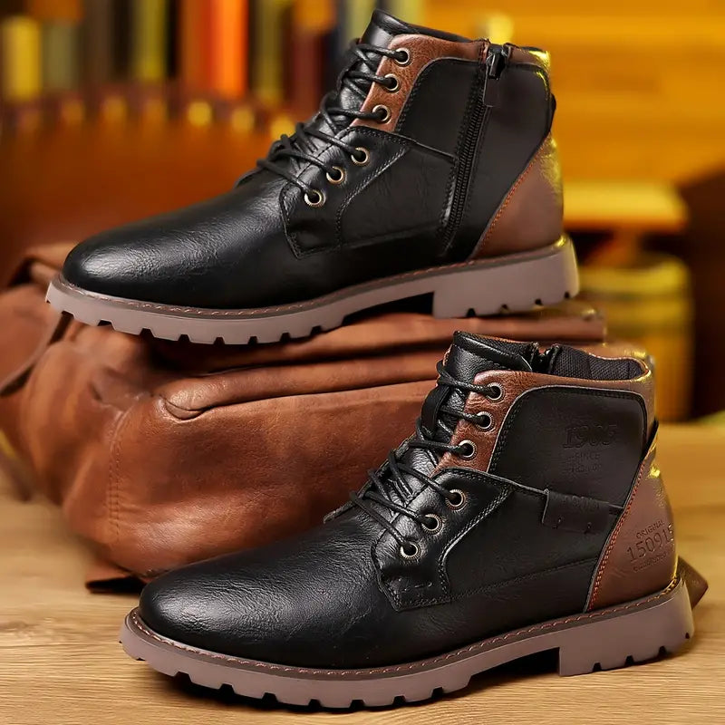 Men’s Zipped Leather Boots |  Wide Fit